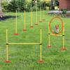 Agility Dog Set 3 Exercises: Slalom, Obstacles, Ring, for Dog Training, Portable, 2.5 kg, Yellow and Red