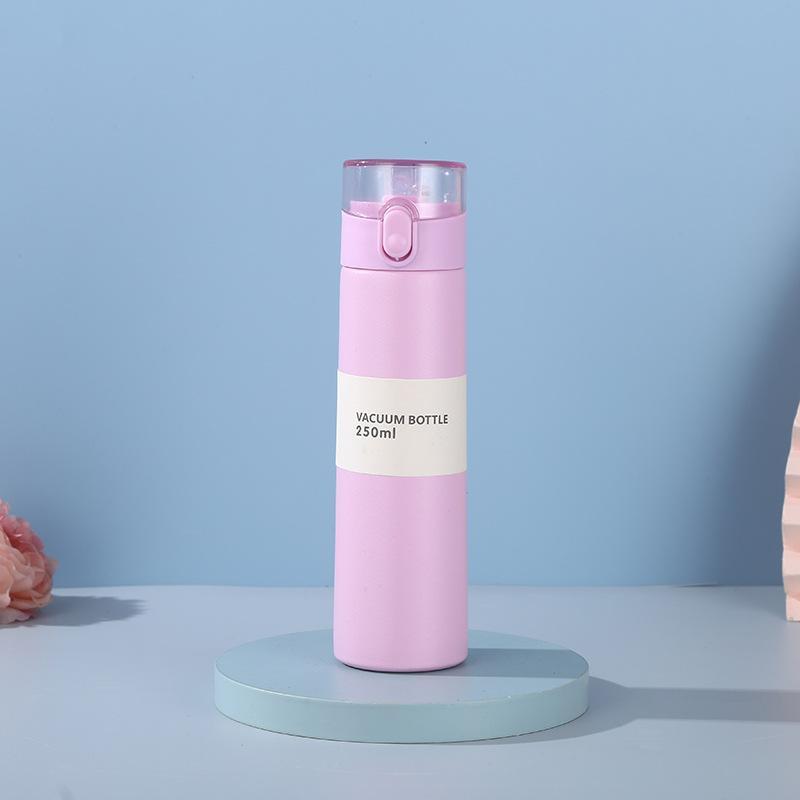 Mini-Thermosbecher 150/250 ml Auslaufsicher Mode Thermos-Isolierbecher mit Strohhalm Tragbar Ein-Knopf-Öffnung Taschen-Thermosbecher