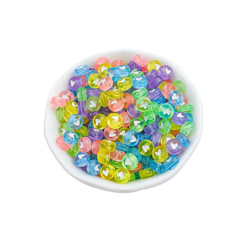 100PCS Acrylic Love Heart Loose Spacer Beads for Jewelry Making