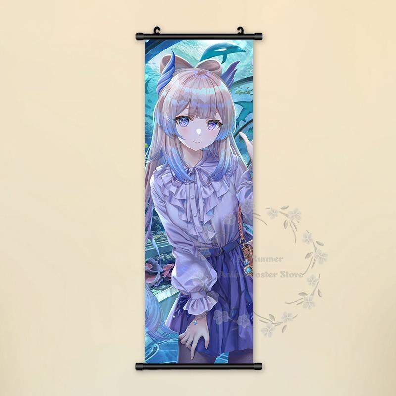 Impact Genshin Poster Anime Hot Games Wall Artwork Hutao Klee Vendi Canvas Painting Print Hanging Scroll Home Decoration Gift