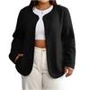 Women's Fashion Casual Plus Size Long Sleeve Solid Color Fleece Jacket