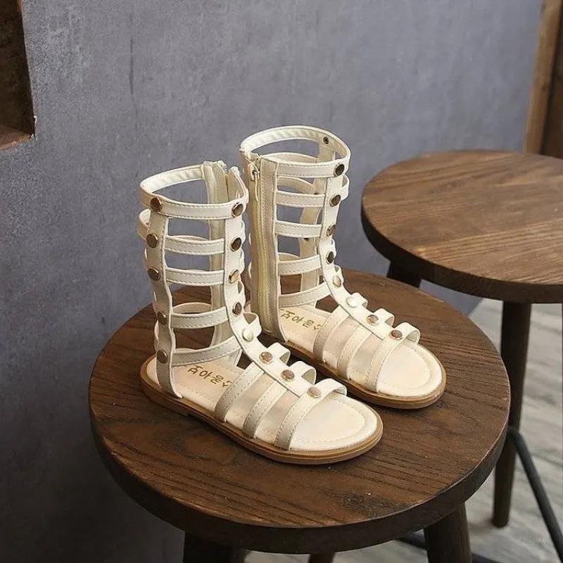 WTEMPO Spring Girls' Sandals 2026 New Fashionable Children's Summer Little Girls Korean Edition Roman Shoes Trendy Big Children's Princess