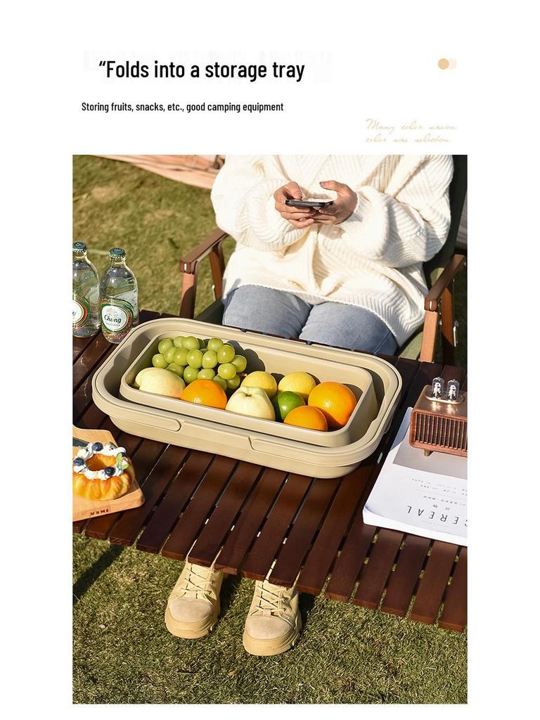 Collapsible Outdoor Picnic Basket with Lid for Camping, Car Trunk, and Fruit Storage