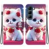 Handmade PU Leather Flip Case for Infinix Hot 50 4G (X6882, X6882B) Anti-Slip Shockproof Cover with Wrist Strap & Heart/Rose Cat Designs