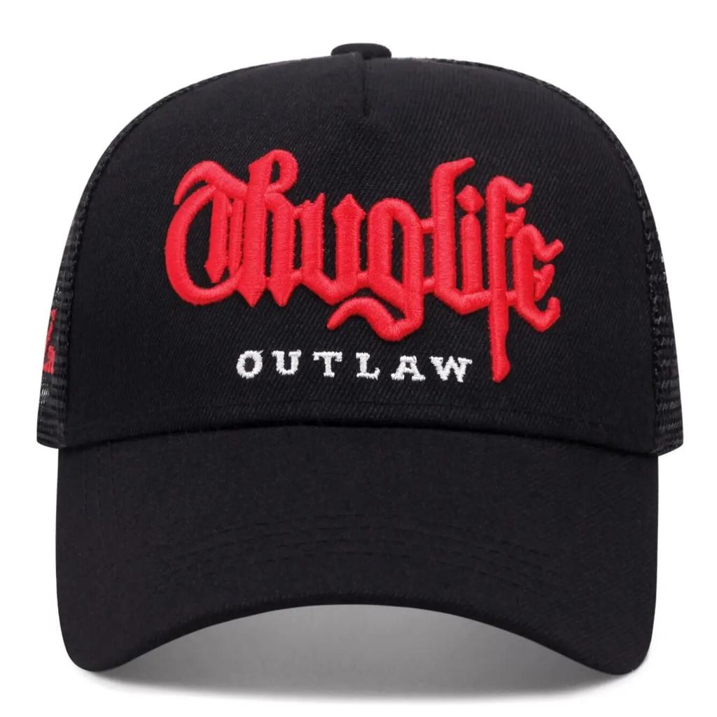 New Gothic Thug Life Letter Embroidered Men's Unisex Style Curved Eaves Adjustable Buckle Baseball Hat Adjustable