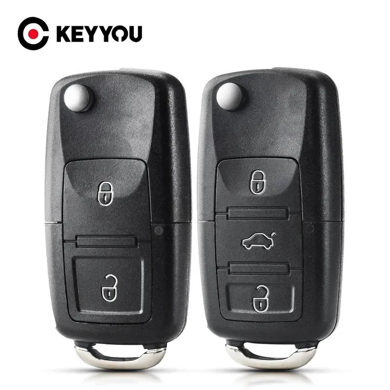 KEYYOU 10 STKS 2/3BNT Auto Afstandsbediening Sleutel Flip Klap Sleutel Behuizing Voor Volkswagen Vw Jetta Golf Passat Kever Skoda Seat Polo B5