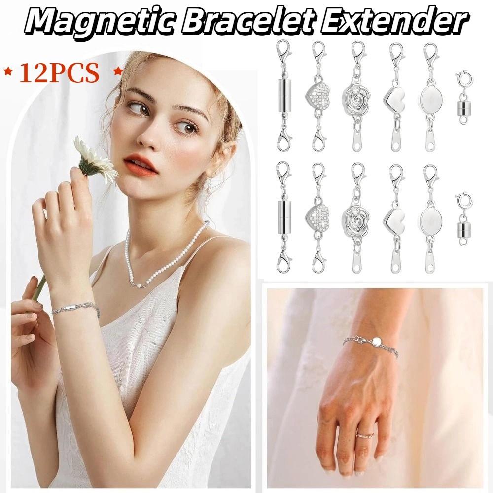 12Pcs Double Head Lobster Magnetic Bracelet Extender Gold/Silver Lobster Clasps  Bracelet
