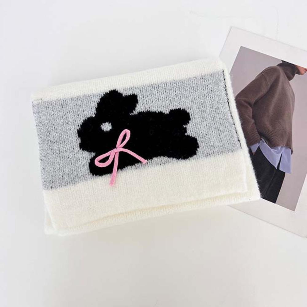 Soft Cartoon Thick Shawl Warmer Long Scarf Large Rabbit Knitted Scarf  Spring