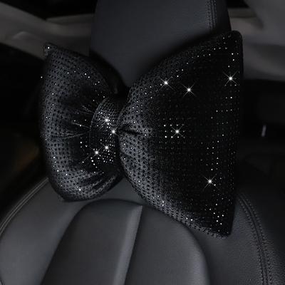 1 ks Bling Diamantový Tvar Mašle Polštářek za Krk do Auta Kamínkový Křišťálový Opěrka Hlavy Sedadla Podpora Pasu Polštářky Doplňky do Interiéru Auta