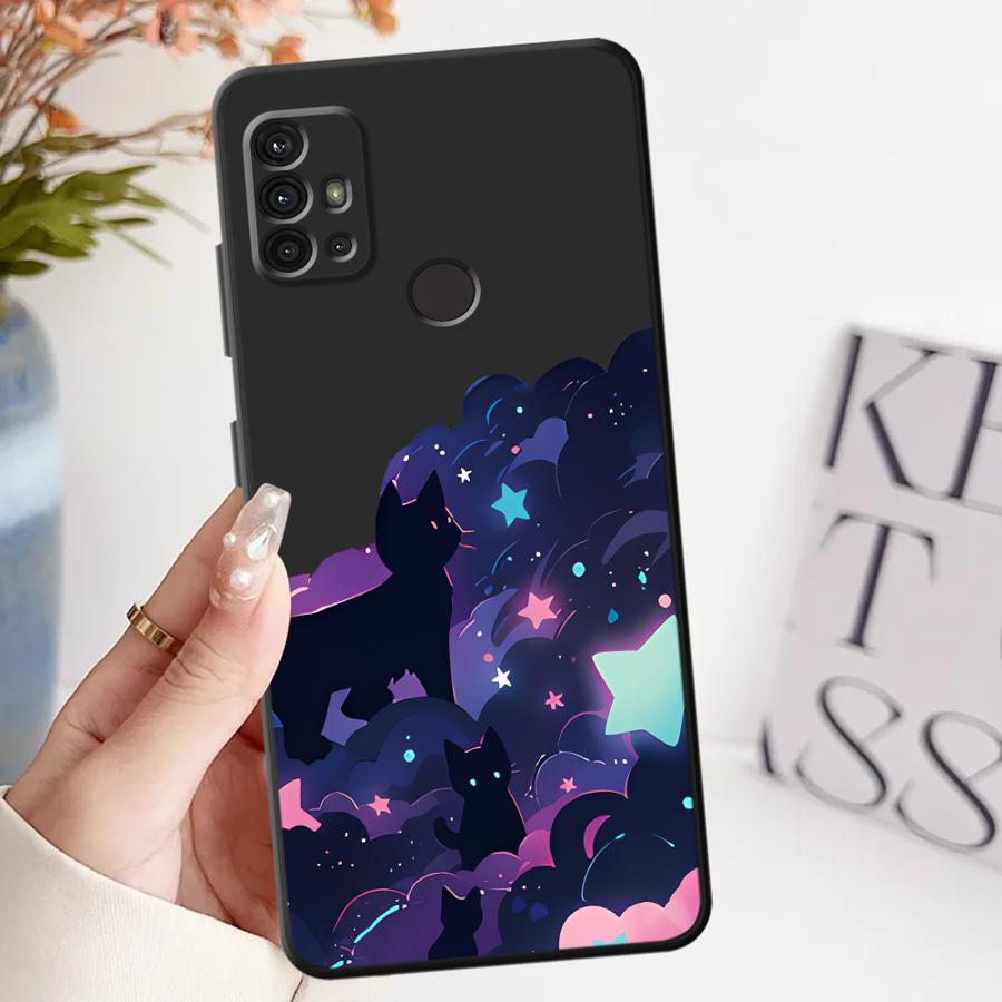 

Phone Cover Case for Motorola Moto G53 G30 G52 G60s Edge 20 Pro 30 Lite G71 G32 G50 G22 Edge40 G51 G73 Black Cat Starry Night Motorola Edge 30 Fusion
