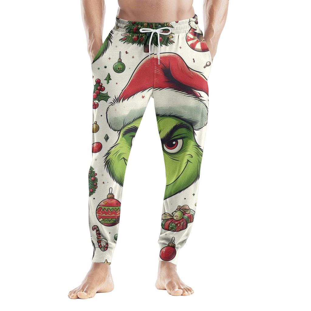 Men's Drawstring Pocket Casual Pants, Checkered Striped Printed Pocket Casual Pants, Home Sleeping Pants