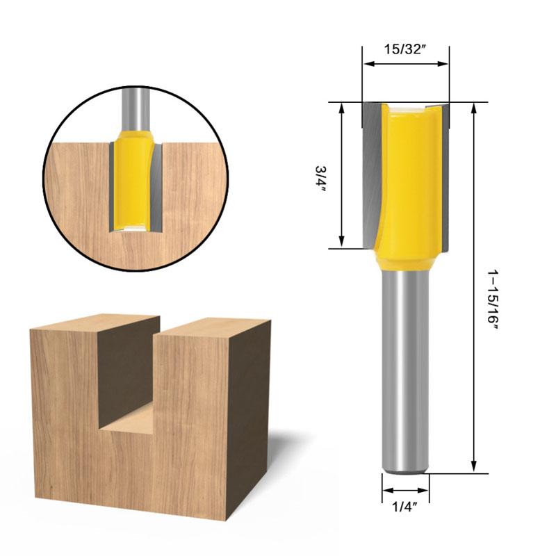 6pcs Router Bit Set 6mm 1/4inch Shank Trimming Straight Milling Cutter Wood Bits