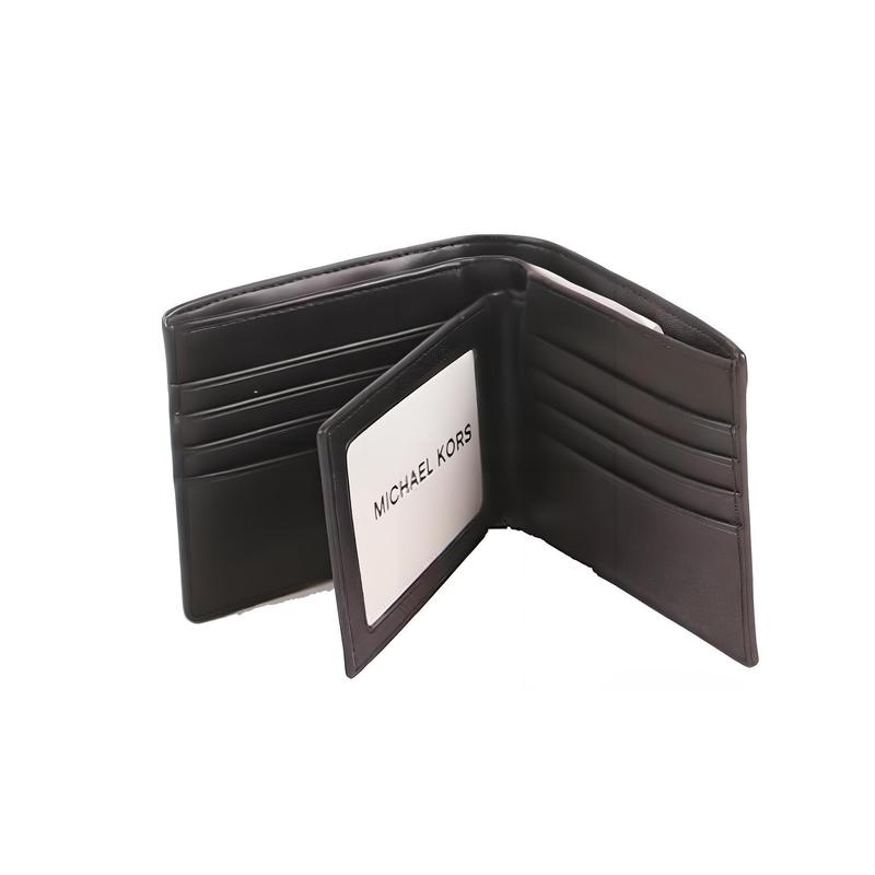 MICHAEL KORS Luggage Series Cooper Short Presbyopia Printed LOGO Canvas Artificial Leather Wallet Men's Black