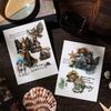 20 Sheets Antique Scene Stickers PET Aesthetic Text Pattern Stickers Flowers & Character Self-Adhesive Scrapbook Sticker