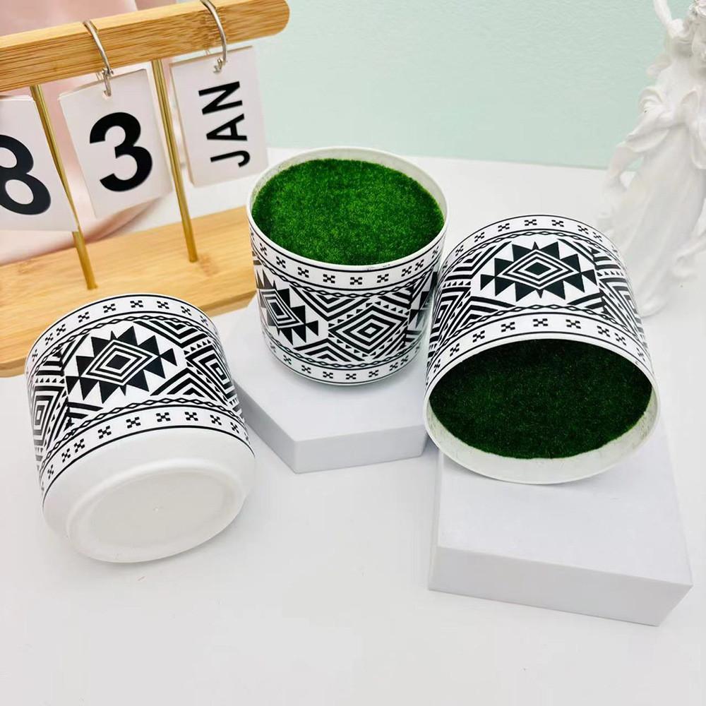 Plastic Round Durable Plant Container With Geometric Texture For Use Indoor