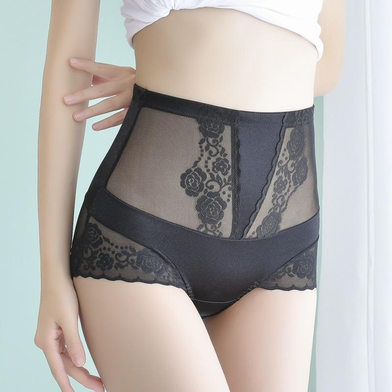 Chiloți cu flori cu broderie din dantelă pentru femei, chiloți sexy cu talie înaltă pentru ridicarea fundului, slip pentru sănătate, subțire, fără sudură, chiloți de mărime mare