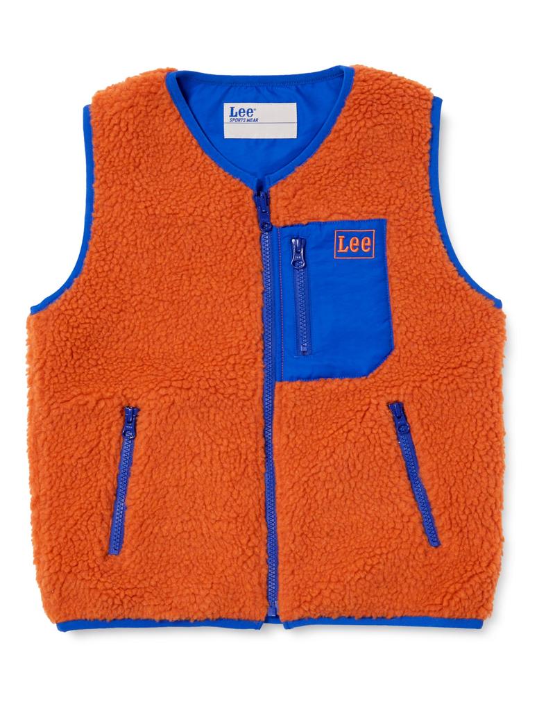Lee Reversible Boa Fleece Sizes Vest, Kids', Orange, 110-150cm
