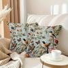 Funda de Cojín de Terciopelo Bordada con Pájaro y Mariposa Floral Para Decoración de Sala de Estar