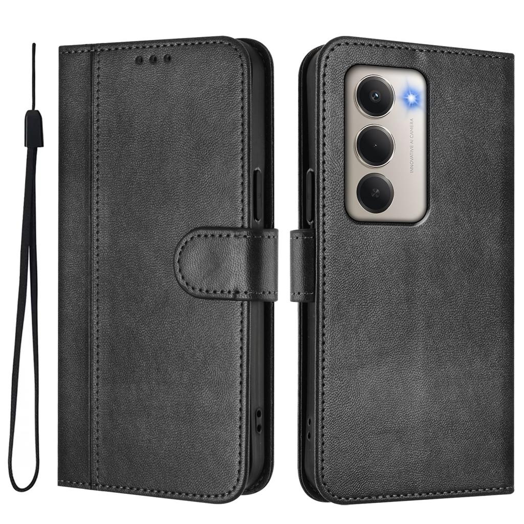 For Xiaomi Redmi 15 4G (EU) (171mm) Cases Wallet Stand Retro Texture Leather Phone Cover with Lanyard