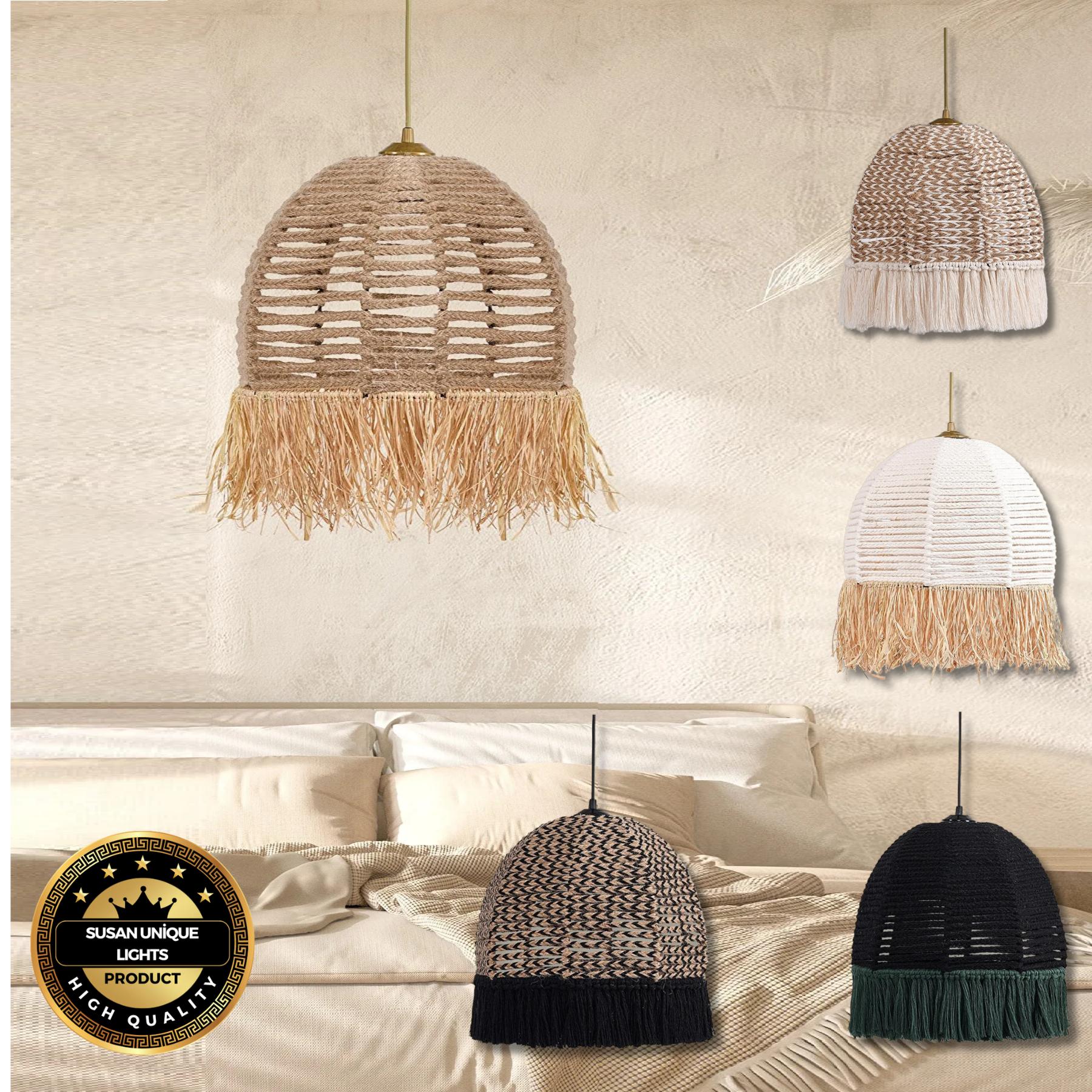 

Джутовая люстра ручной работы - 5 различных вариантов цвета коричневый древесины