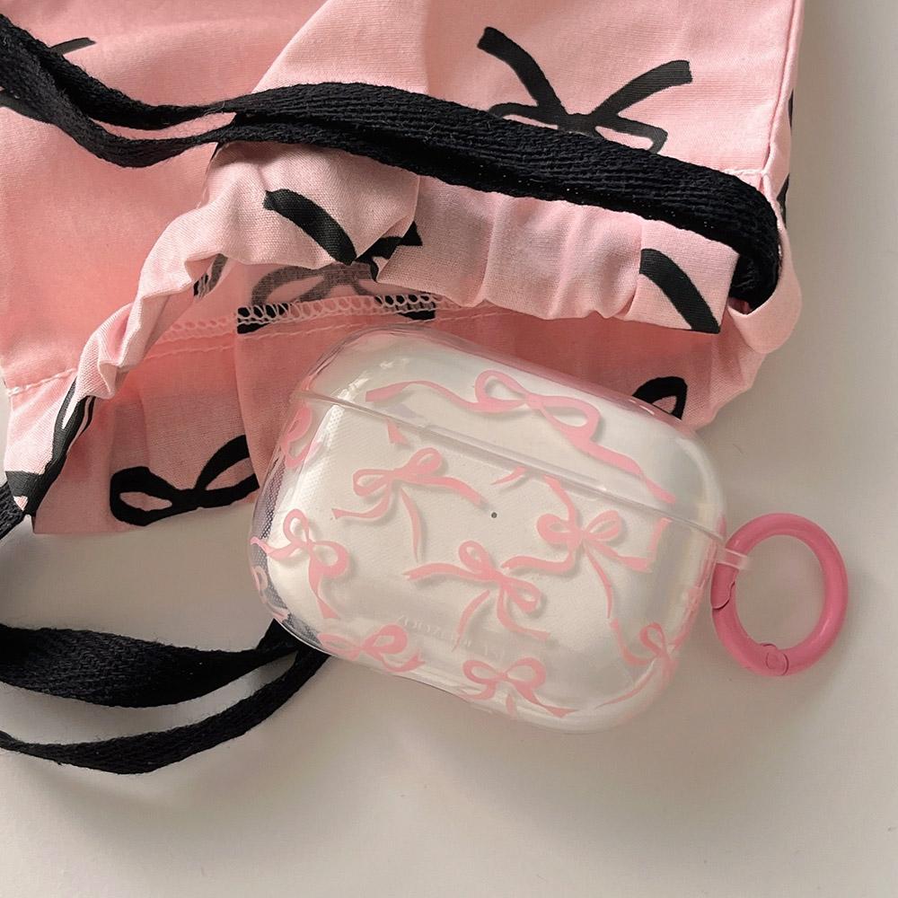 Pink Bow Knot Headset Case for AirPods 1/2 With for AirPods Pro2 4nd Charging Box Fundas for AirPods 3 Clear Shockproof