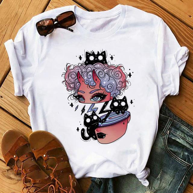 Tricou Satan Demon Moarte înfricoșător Tricou cu imprimeu cu demoni pentru femei Tricou cu desene animate Grim Reaper Baphomet