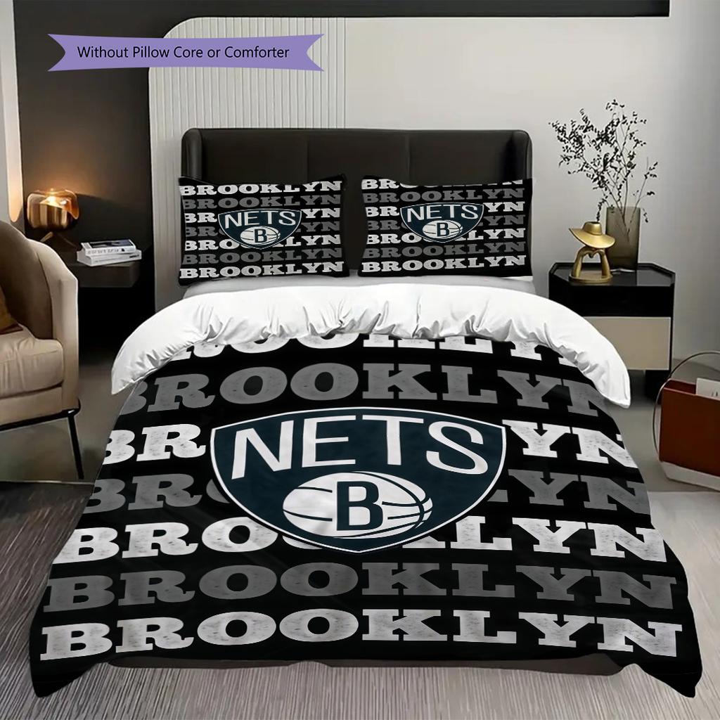 Brooklyn Nets Basketball Spirit Bedding(1 * duvet cover + 2 * pillowcase, without core)Duvet cover and pillowcase Christmas birthday gift Bedding set