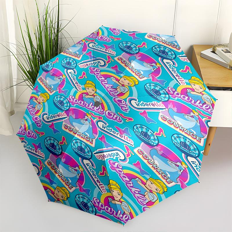 Cinderella, Courage Automatic Opening and Closing Umbrella, Compact Travel Umbrella, Lightweight and Portable, Suitable for Beach Commuting