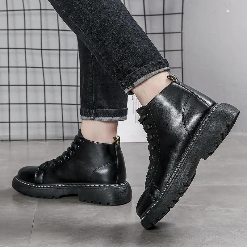 Platform Male Shoes British Style Trendy  Men's Boots Casual Classic Offer Original Deals Low Price High Quality Y2k New