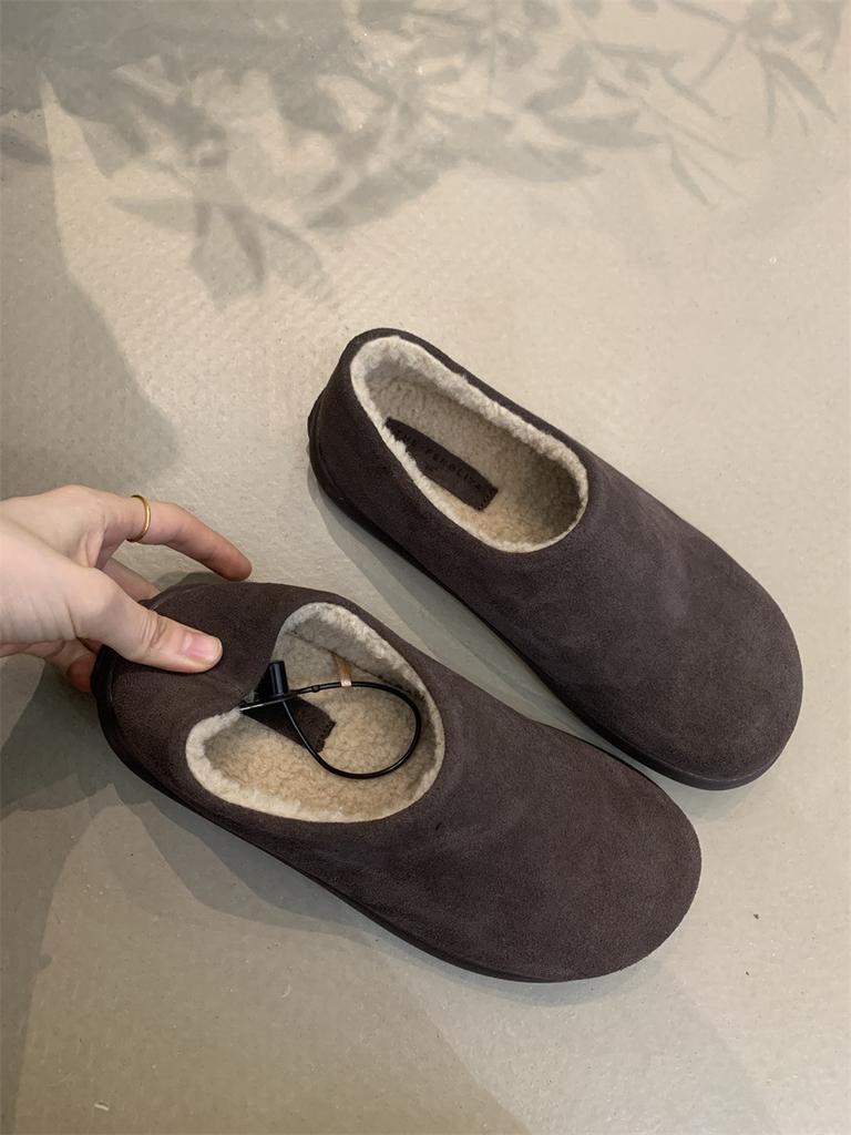 Thick-soled small Birkenstocks 2025 Mori women's retro matte warm and velvet one-pedal all-inclusive Birkenstocks