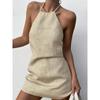 Sexy Outerwear Cotton and Linen Halter Lace-up A- Line Skirt Travel