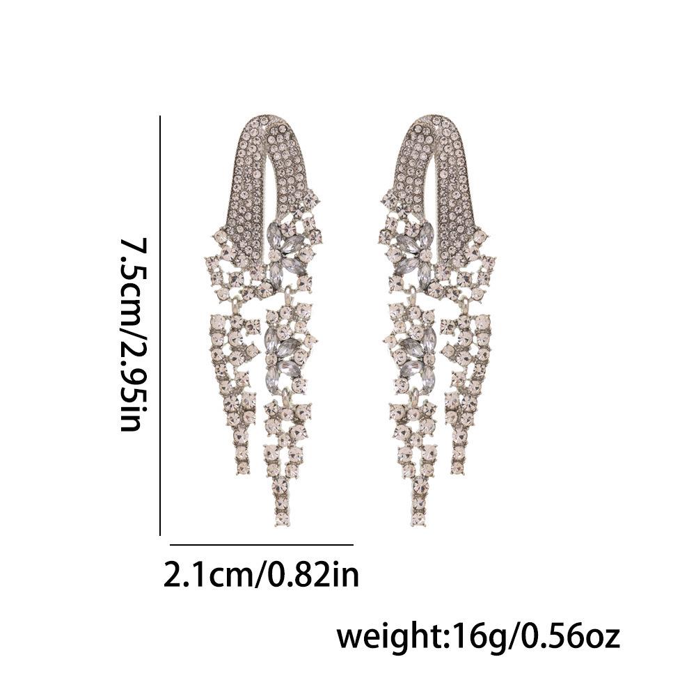 Luxury Colored Gem Tassel Earrings: High-End Diamond Long Dangle Earrings for Evening Gowns