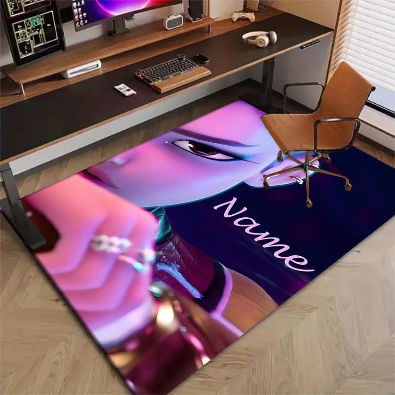 Custom KPop Demon Hunters Mat Personalized Name, Polyester Washable Indoor Entryway Rug, Gift for Christmas, Easter, Thanksgiving Day