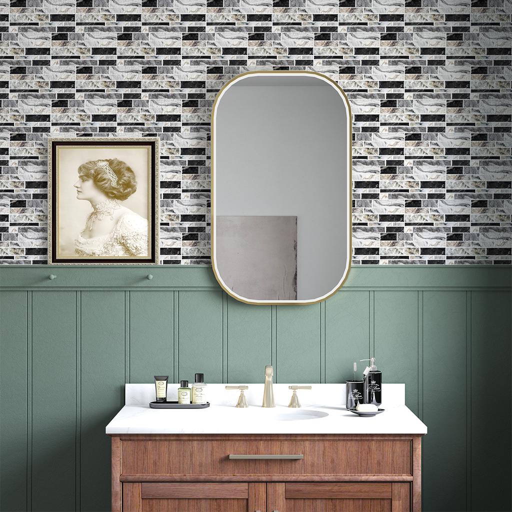 Kitchen Oil-Proof Sticker Simulation Marble Crystal Floor Wallpaper Bathroom Renovation Old House Renovation Self-Adhesive Tile Sticker