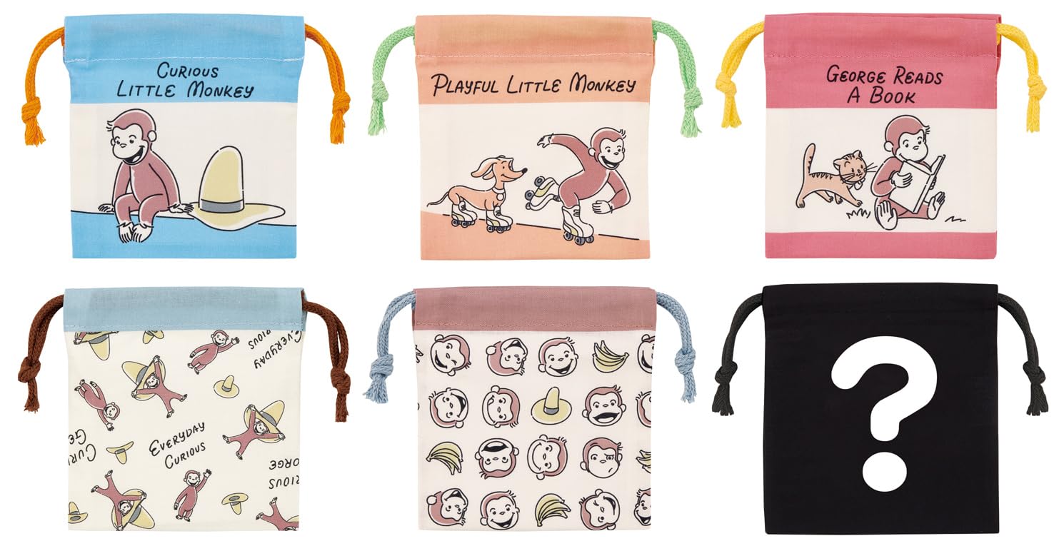 

Skater Lunch Drawstring 6 Blind Made in Curious George Bags, Small, 6-Pack, Varieties, Box, Japan, KBB20B-A