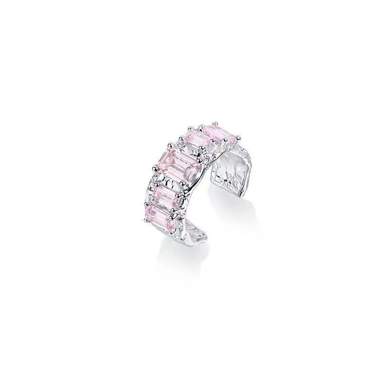 Double-layer Heart-shaped Zirconia Open Ring for Women, High-end Style Ring for The Index Finger, Adjustable Finger Ring