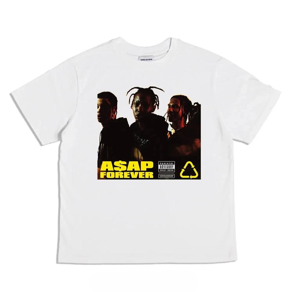 Hip Hop Tshirt Singer Asap Rocky Rap TNG Theme Printed Pure Cotton  Men and Women
