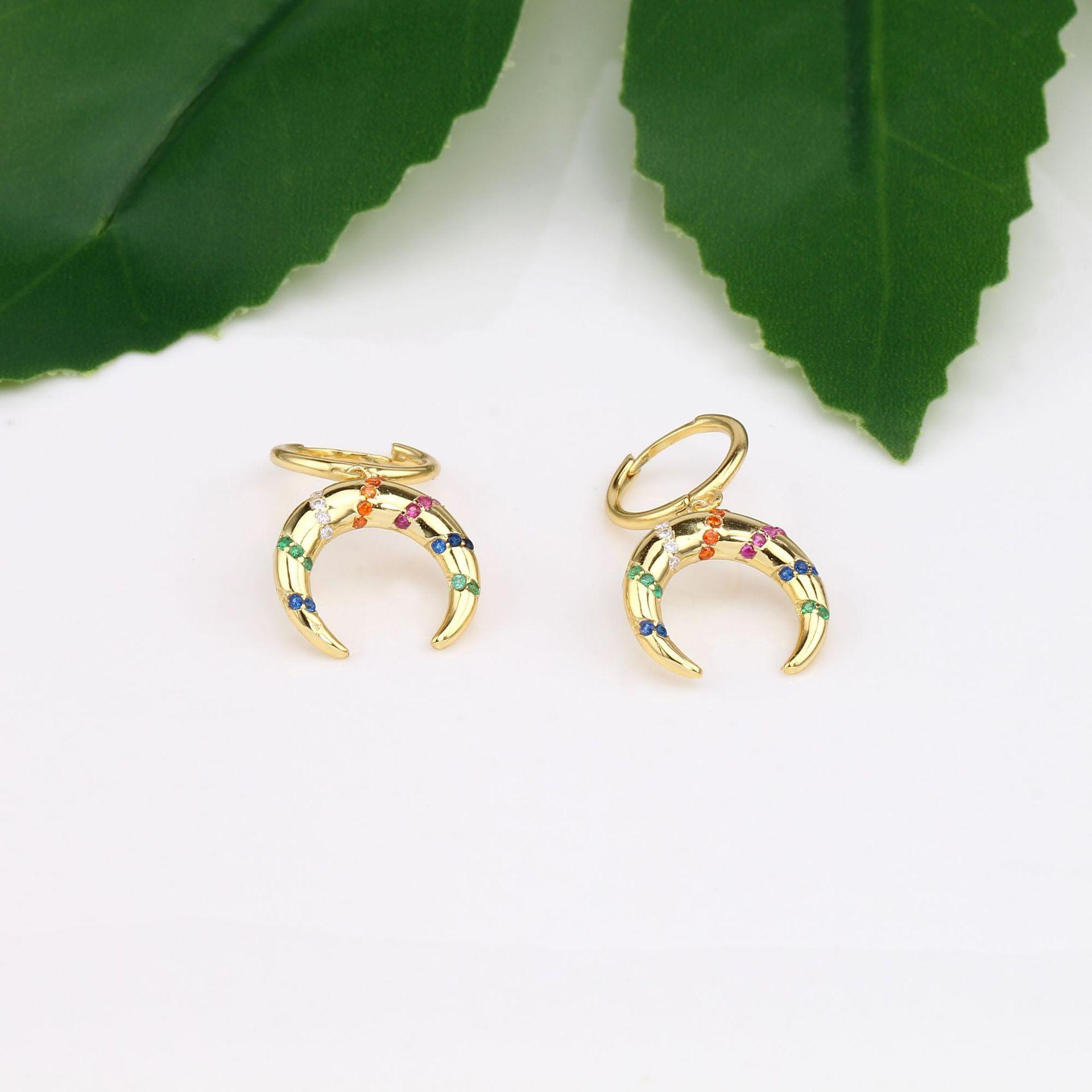 

Серьги в виде полумесяца из разноцветного золота с покрытием из стерлингового серебра 925 пробы, креативные красочные винтажные серьги