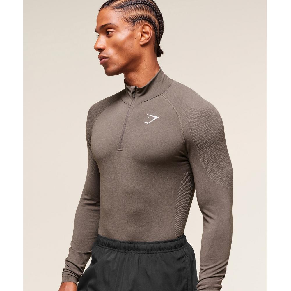 Gymshark Vital 1 4 Zip Camo Brown Linen Brown A3a4p Nb2j