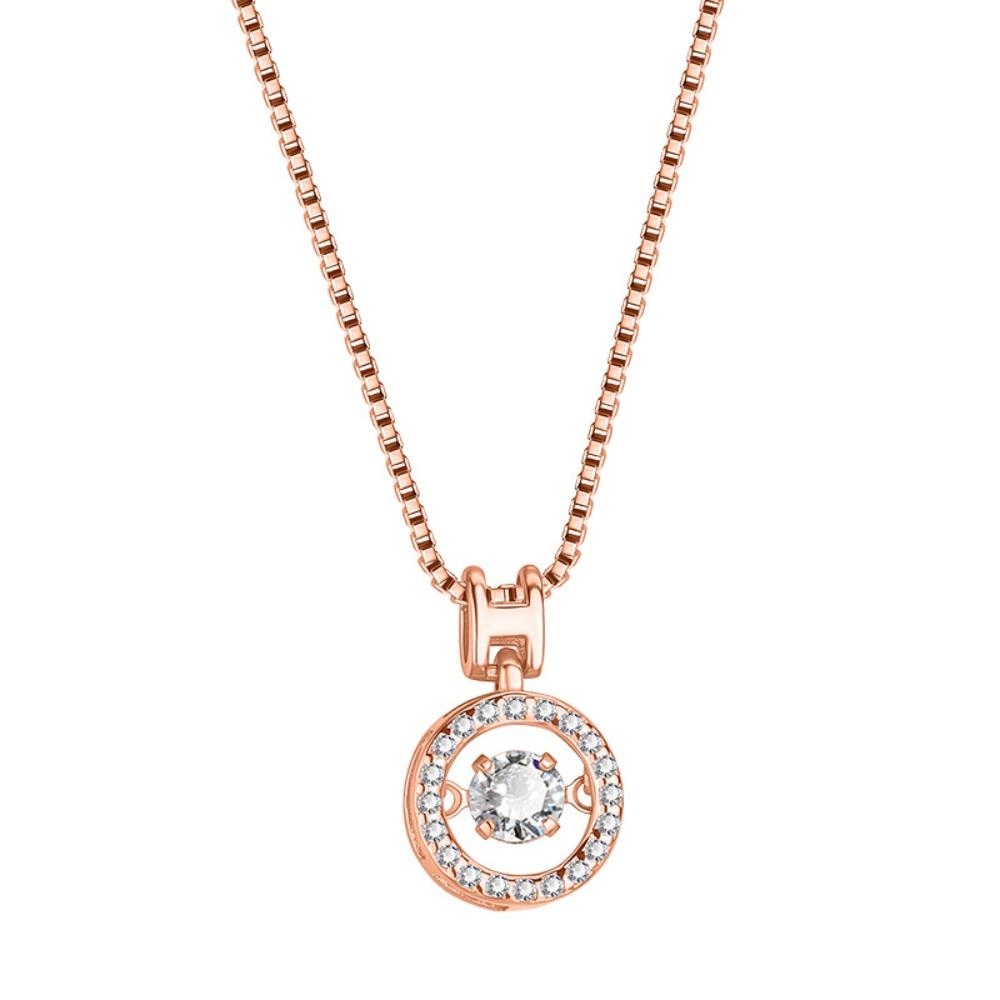 

Classic Luxury Rose Gold Shining Crystal Zircon Beating Heart Pendant Necklace for Women Exquisite Valentine s Day Gift Jewelry