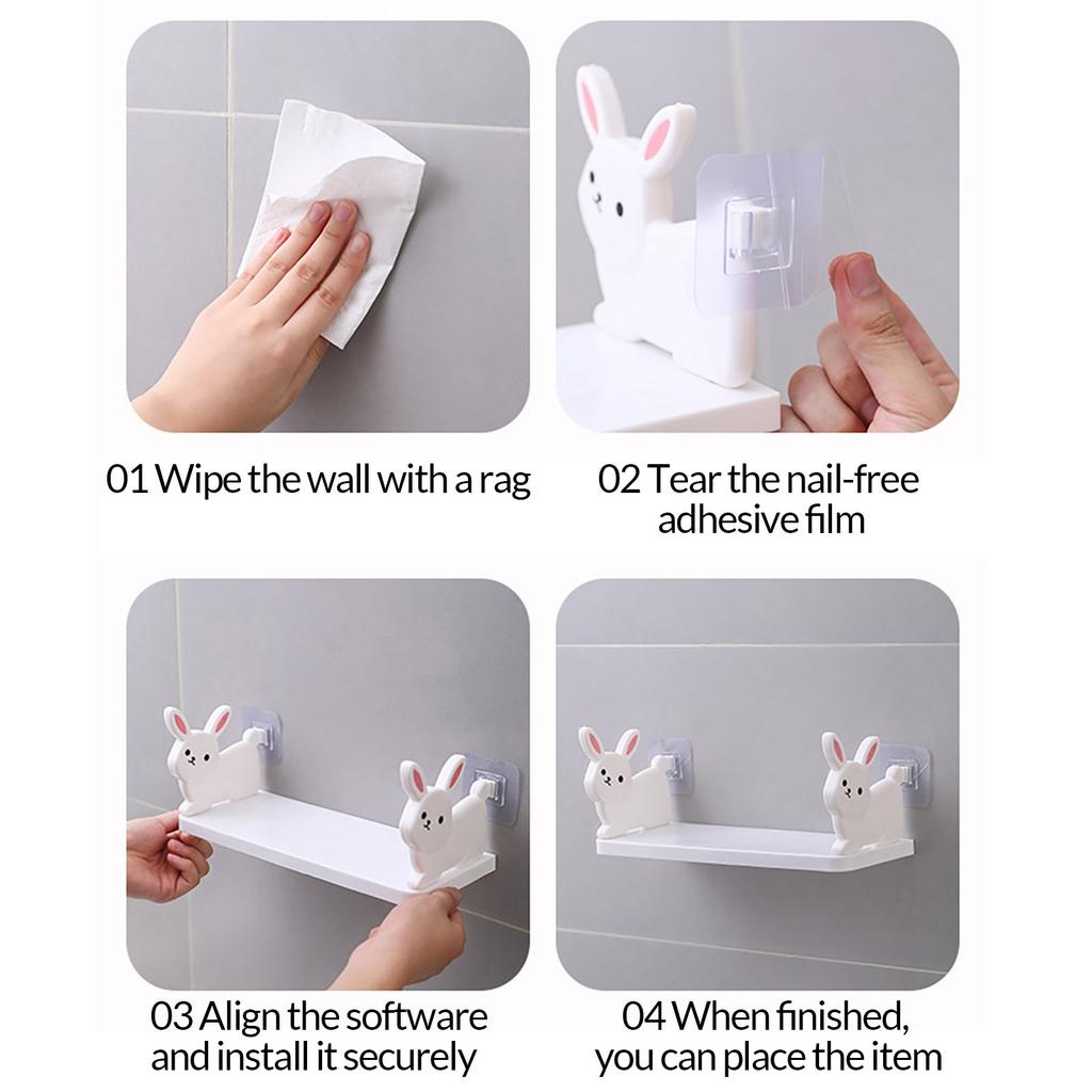 Easter Bunny Storage Rack, Bathroom Storage Rack, Non Perforated Multifunctional Kitchen Wall Mounted Storage Rack