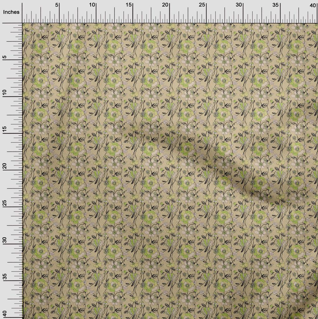 oneOone Cotton Flex Dusty Green Fabric Floral Quilting Supplies Print Sewing Fabric By The Yard 40 Inch