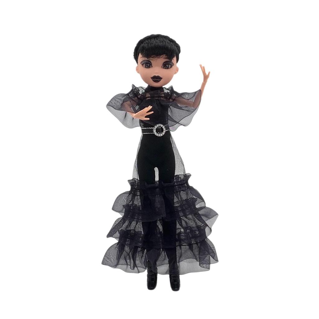 Adams Wednesday Doll in Gothic Black Formal Dress - Rave'n Figure
