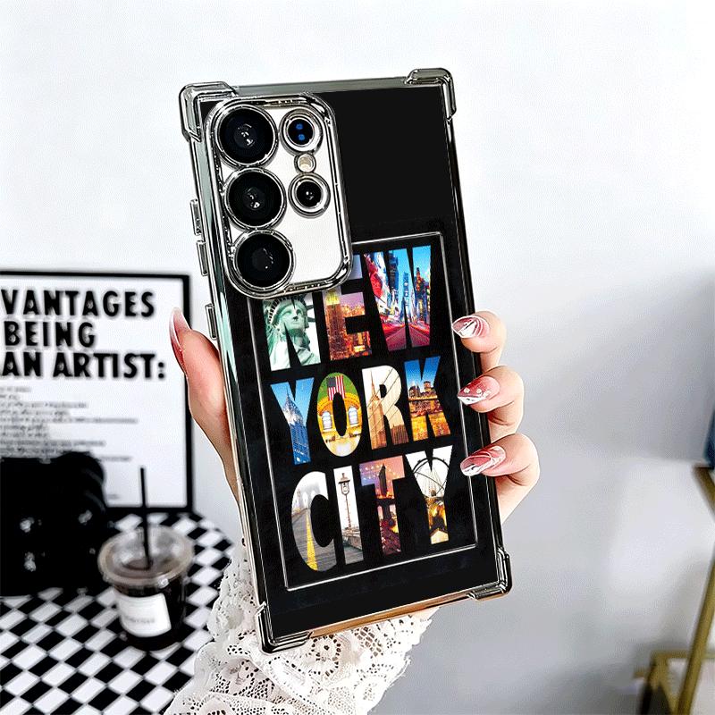 

NYC New York City Soft Phone Case For Samsung Galaxy S26 Ultra S25 Edge S24 FE S23 Plus S22 S21 + S20 Plating Anti-Fall Fundas Samsung S23