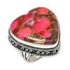 Natural Copper Red Coral Gemstone 925 Sterling Silver Jewelry Ring Size 9 ETC-13887
