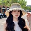 Lightweight Breathable Sunshade Cap with Lace Details Trendy Summer Accessory Hollow Out Straw Hat Wide Brim Sun Protection Hat
