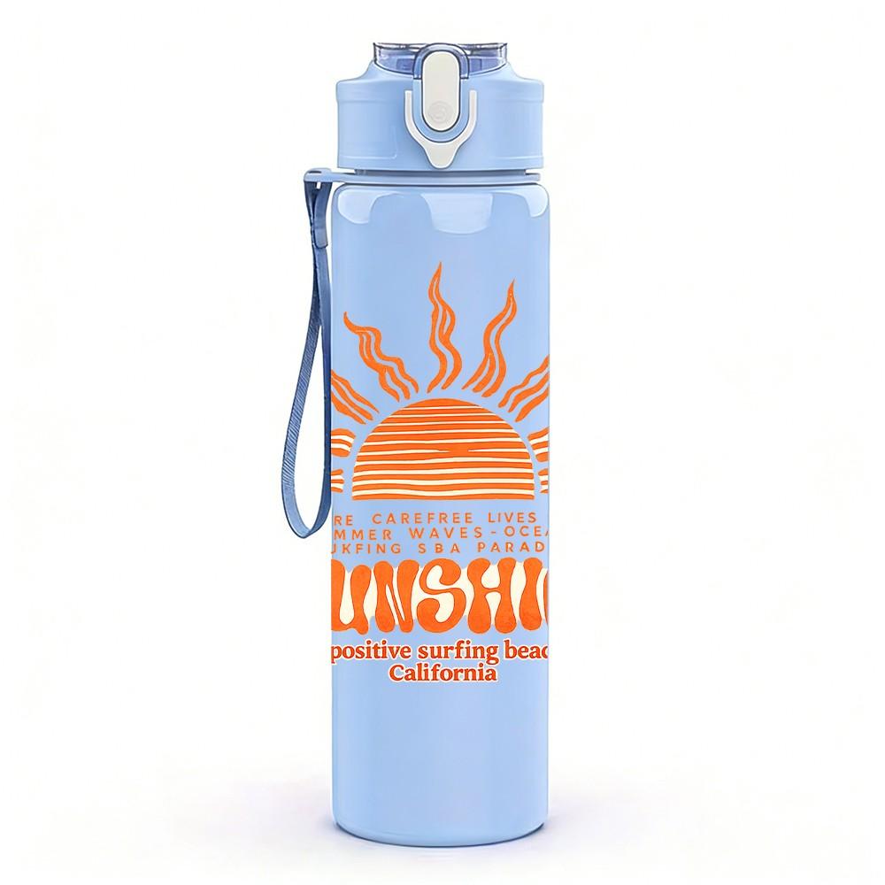 1PC Sunrise Sunshine Boho Sun Art Print 750ml Color Plastic Sports Water Bottle Leakproof Flip Straw Lid Suitable for Sports Office Home Use