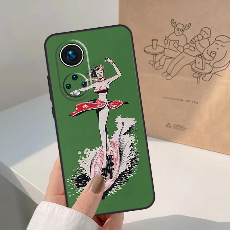 HAWAII STRAND SURF MÄDCHEN SURFEN KUNST Für Honor Magic 8 5 6 7 Pro Hülle Für Honor 400 200 Lite 50 70 90 X8c X8b X9a X9b X9c X9d Win