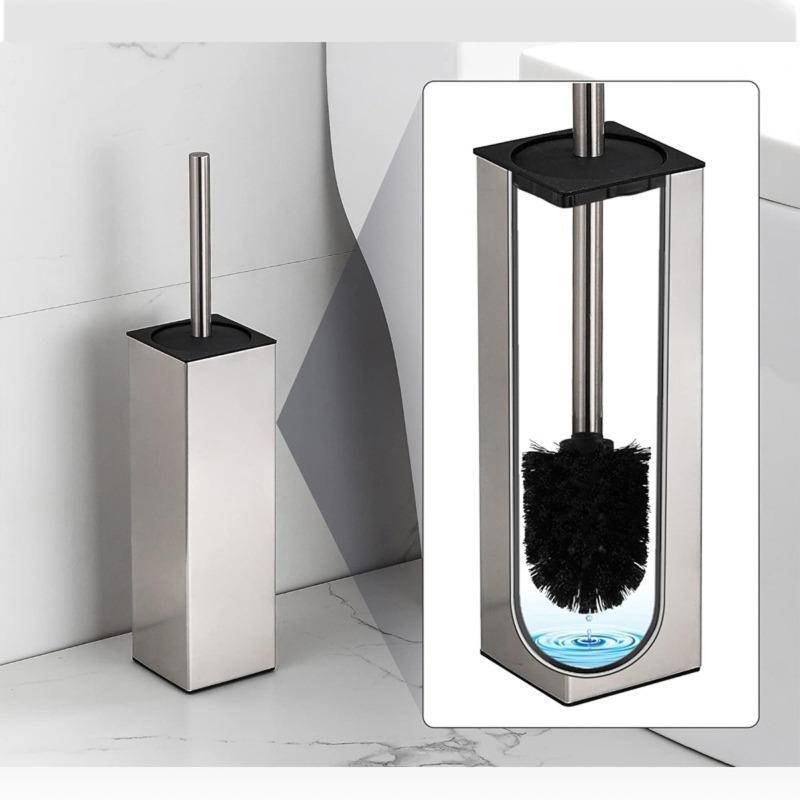 Floor-standing Bathroom Toilet Brush Holder Set Stainless Steel Square Cleaning Tools Vertical Toilet Brush Cleaning Accessories