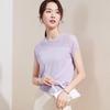 Tu Huang Women's Mulberry Silk Blend Hollow-Out Knit T-Shirt